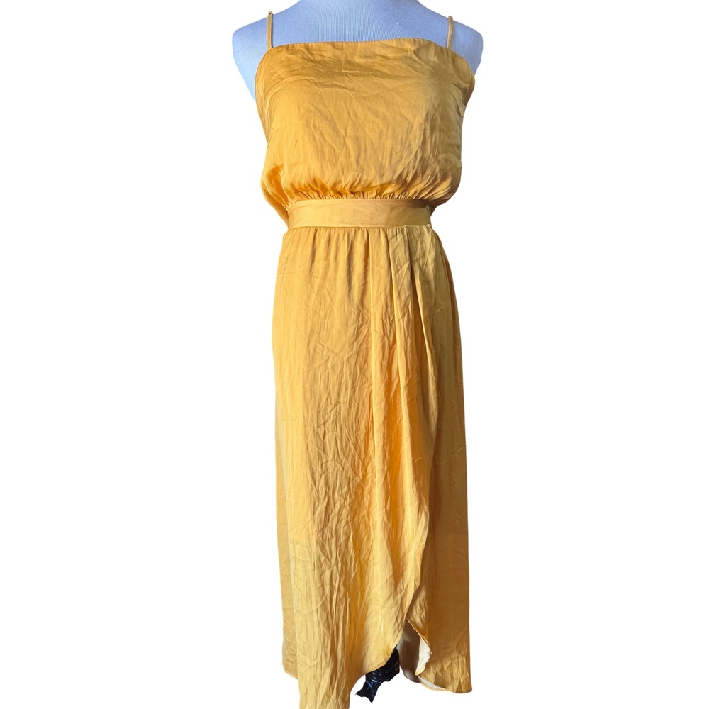 Modern Citizen Maxi Dress Womens Large Marigold Yellow Satin Wrap Tie MC21D17